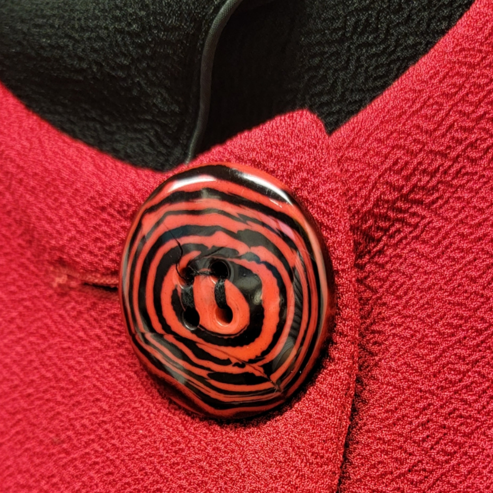 Vintage Design Today's Three-Button Acetate Blazer Jacket Long Sleeve Red SZ XS - Picture 3 of 4